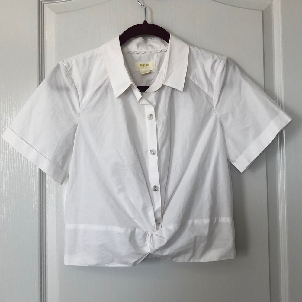 MAEVE Anthropologie Short Sleeve Button Down Top